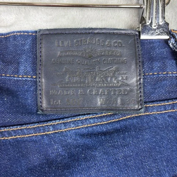 Levi's Made & Crafted Mens 501 Original Selvedge Jeans Big E Dark Wash 28x 34 - Picture 4 of 16